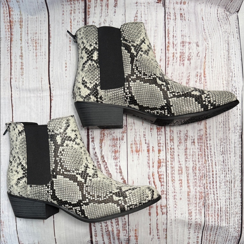 Esprit Leather Snakeskin Pattern Ankle Boots 11 - Picture 5 of 14